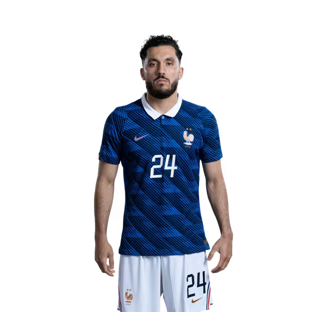 France National Football Team 2026 World Cup Jersey (Player Version/Match Issue) — Midfielders: No. 14 Adrien Rabiot, No. 18 Warren Zaïre-Emery, No. 24 Rayan Cherki, No. 25 Maghnes Akliouche / Maillot de l'équipe de France de football