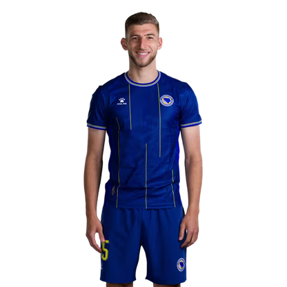 Bosnia and Herzegovina 2026 World Cup Jersey – Player Version – Forwards: No. 19 Kerim Alajbegović, No. 20 Esmir Bajraktarević, No. 23 Haris Tabaković, No. 25 Jovo Lukić / Dres Bosne i Hercegovine za Svjetsko prvenstvo