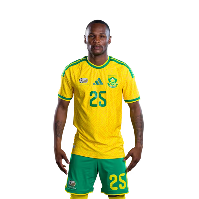 South Africa National Football Team 2026 World Cup Jersey (Player Version/Match Version) — Forwards: No.17 Evidence MAKGOPA, No.25 Kamogelo REAL