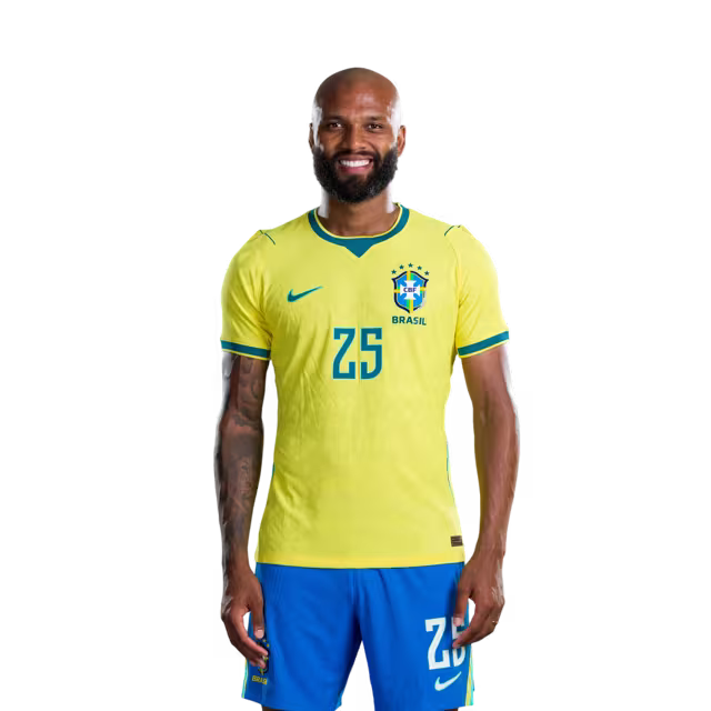 Brazil National Team 2026 World Cup Jersey (Player Version/Match Issue) — Forwards: No. 22 Gabriel Martinelli, No. 25 Igor Thiago, No. 26 Rayan/ Atacantes: Nº 22 GABRIEL MARTINELLI, Nº 25 IGOR THIAGO, Nº 26 RAYAN