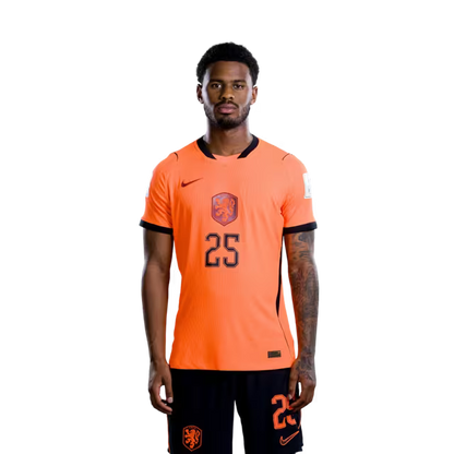 Netherlands National Team 2026 World Cup Jersey (Player Version/Match Issue) — Defenders: No. 22 Denzel Dumfries, No. 25 Jorrel Hato / Verdedigers: nr. 22 Denzel Dumfries, nr. 25 Jorrel Hato