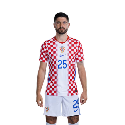Croatia National Team 2026 World Cup Jersey (Player Version/Match Version) — Defenders: No. 22 Luka Vušković, No. 25 Martin Erlić / Obrambeni igrači: Br. 22 Luka VUSKOVIĆ, Br. 25 Martin ERLIĆ