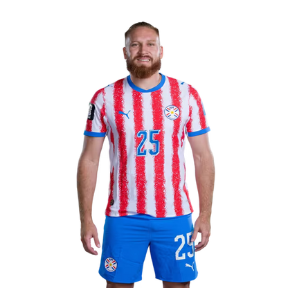 Paraguay National Football Team 2026 World Cup Jerseys (Player/Match Version) — Forwards: No. 19 Julio Enciso, No. 21 Gabriel Ávalos, No. 25 Isidro Pitta / Delantero: No 19 Julio ENCISO, No 21 Gabriel AVALOS,No. 25 Isidro PITTA rehegua