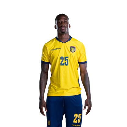 Ecuador National Football Team 2026 World Cup Jersey (Player Version/Match Version) — Defenders: No. 25 Jackson Porozo, No. 26 Yaimar Medina/ Defensores: N.° 25 Jackson POROZO, N.° 26 Yaimar MEDINA