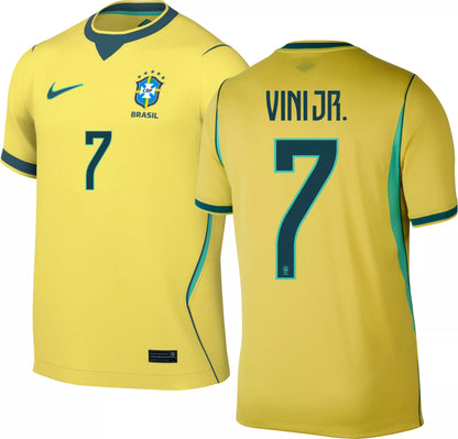 2026 World Cup Vini Jr. Brazil Soccer Jersey Player Version  Match Version - No.7 Home Yellow and Away Blue