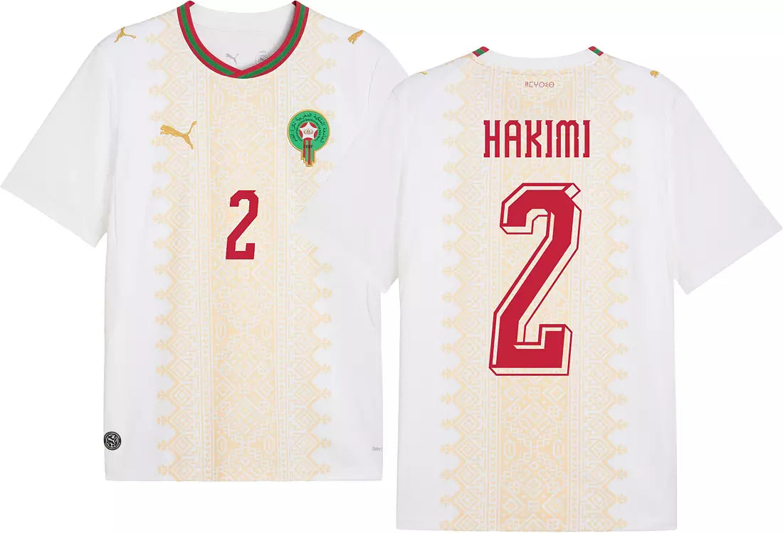 2026 World Cup Hakimi Morocco Soccer Jersey Player Version  Match Version - No.2 Home Red and Away White