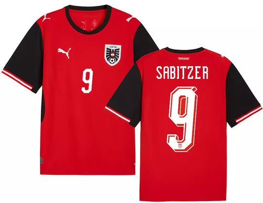 2026 World Cup Sabitzer Austria Soccer Jersey Player Version  Match Version - No.9 Home Red and Away White