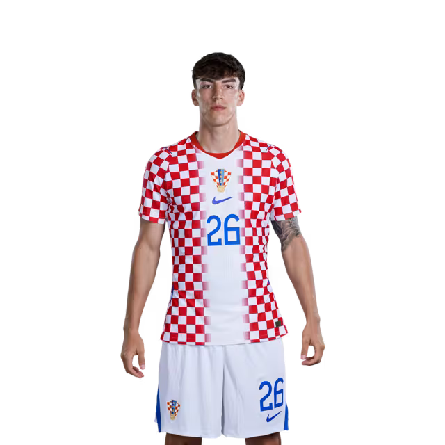 Croatia National Team 2026 World Cup Jersey (Player Version/Match Issue) — Forwards: No. 20 Igor Matanović, No. 24 Marco Pašalić, No. 26 Petar Musa / Napadači: Br. 20 Igor MATANOVIĆ, Br. 24 Marco PASALIĆ, Br. 26 Petar Musa