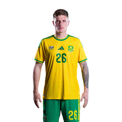 South Africa National Football Team 2026 World Cup Jersey (Player Version/Match Version) — Defenders: No.20 Khuliso MUDAU, No.21 Ime OKON,No.24 Olwethu MAKHANYA, No.26 Bradley Cross