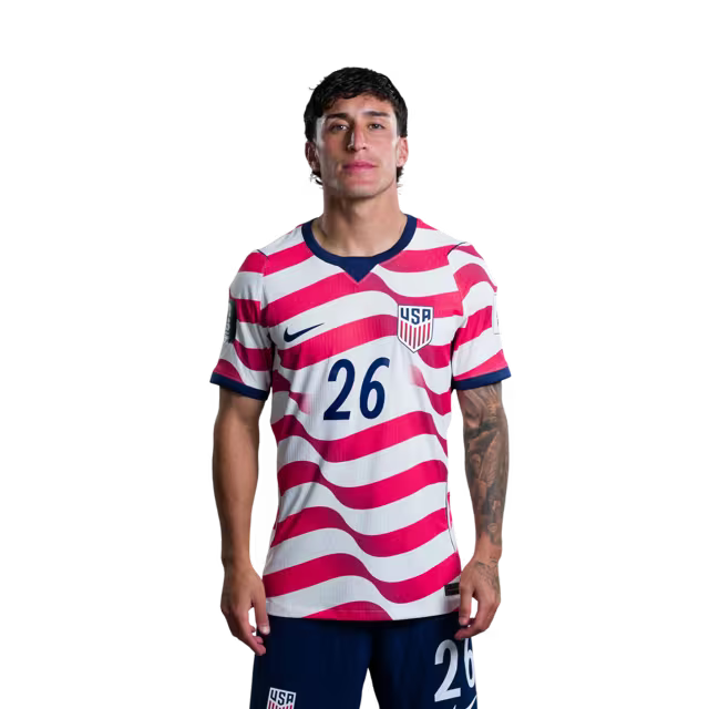 United States National Soccer Team 2026 FIFA World Cup Jersey (Player Version and Match Version) – Forwards: No. 19 Haji WRIGHT, No. 20 Folarin BALOGUN,No. 21 Timothy WEAH,No. 26 Alex ZENDEJAS