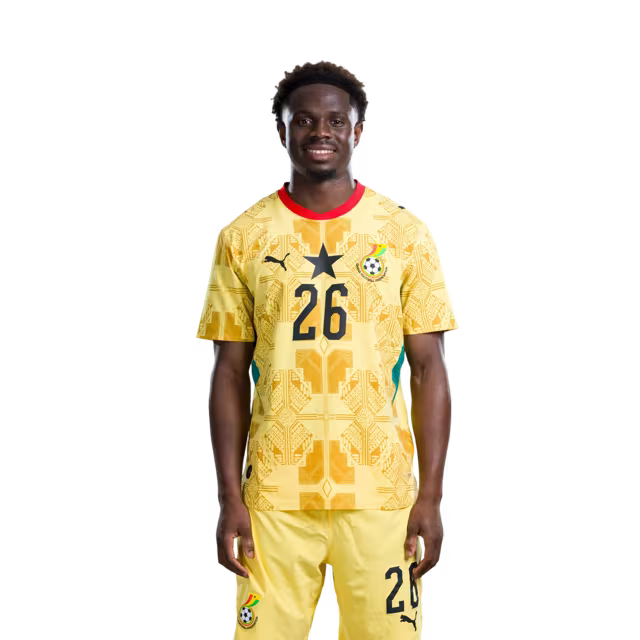 Ghana National Football Team 2026 World Cup Jersey (Player Version/Match Version) — Defenders: No.21 Kojo Peprah OPPONG, No.23 Derrick LUCKASSEN,No.26 Marvin SENAYA