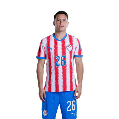 Paraguay National Football Team 2026 FIFA World Cup Jersey (Player/Match Version) – Defenders: No. 15 Gustavo GÓMEZ, No. 26 Alexandro MAIDANA / Defensores: No 15 Gustavo GOMEZ, No 26 Alexandro MAIDANA