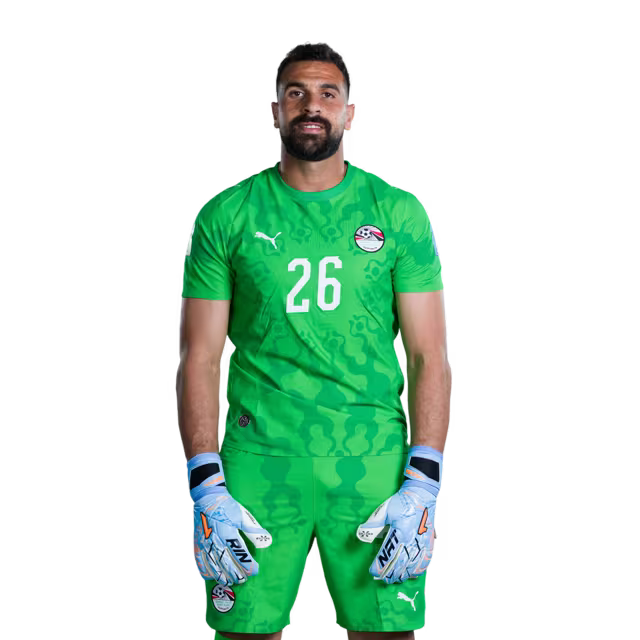 Egypt National Football Team 2026 World Cup Jersey (Player/Match Version) — Goalkeepers: No. 1 Mohamed El Shenawy, No. 16 El Mahdy Soliman, No. 23 Mostafa Shobeir, No. 26 Mohamed Alaa./ قميص المنتخب المصري لكرة القدم لكأس العالم