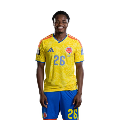 Colombia National Football Team 2026 World Cup Jersey (Player Version/Match Version) — Forwards: No. 21 Jaminton Campaz, No. 25 Luis Suárez, No. 26 Andrés Gómez./Delanteros: N.º 21 Jaminton CAMPAZ, N.º 25 Luis SUÁREZ, N.º 26 Andrés GÓMEZ