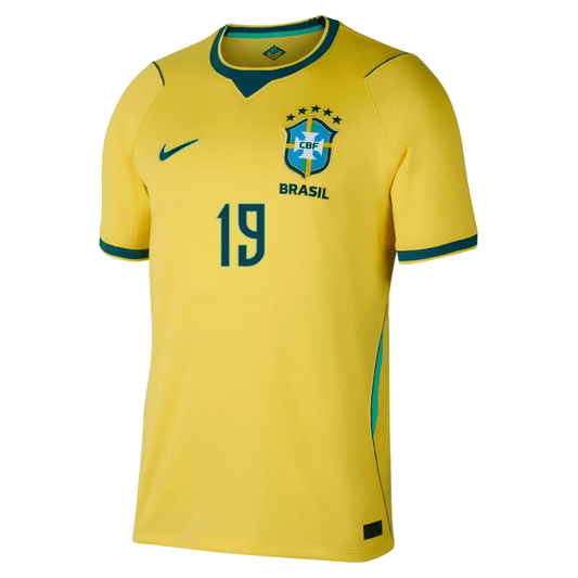 2026 World Cup Endrick Brazil Soccer Jersey Player Version  Match Version - No.19 Home Yellow and Away Blue