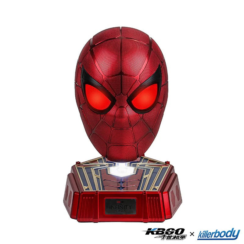 Hardcore Iron Spider-Man 1:1 Collectible Helmet with Built-in Bluetooth Speaker | Realistic Blinking Eyes & Touch/Remote Control