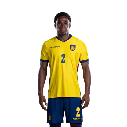 Ecuador National Football Team 2026 World Cup Jersey (Player Version/Match Version) — Defenders: No. 2 Félix Torres, No. 3 Piero Hincapié, No. 4 Joel Ordóñez/ Defensas: N.° 2 Félix Torres, N.° 3 Piero Hincapie, N.° 4 Joel Ordónez