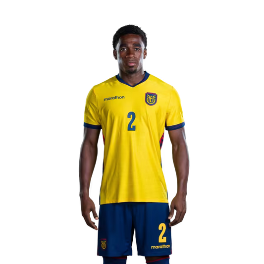 Ecuador National Football Team 2026 World Cup Jersey (Player Version/Match Version) — Defenders: No. 2 Félix Torres, No. 3 Piero Hincapié, No. 4 Joel Ordóñez/ Defensas: N.° 2 Félix Torres, N.° 3 Piero Hincapie, N.° 4 Joel Ordónez