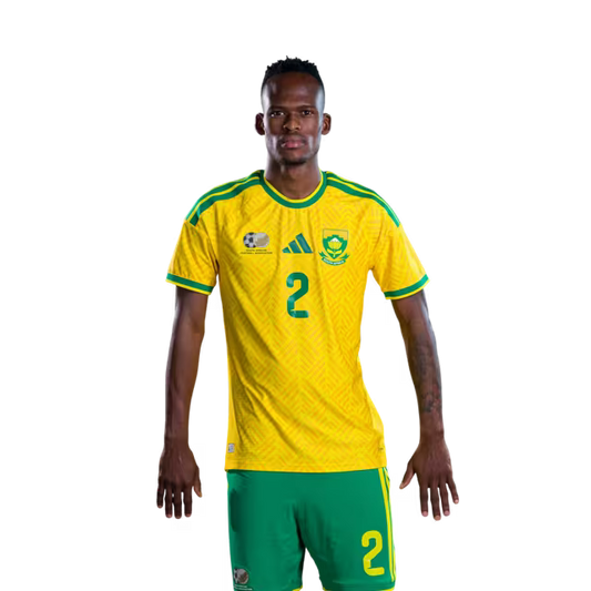 South Africa National Football Team 2026 World Cup Jersey (Player Version/Match Version) — Defenders: No.2 Thabang MATULUDI, No.3 Khulumani NDAMANE,No.6 Aubrey MODIBA