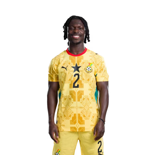 Ghana National Football Team 2026 World Cup Jersey (Player Version/Match Version) — Defenders: No.2 Alidu SEIDU, No.4 Jonas ADJETEY,No.6 Abdul MUMIN