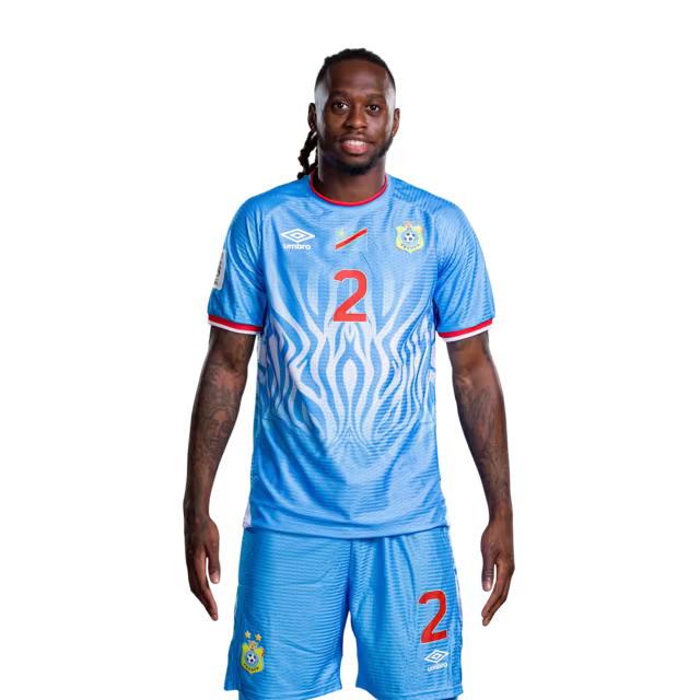 Congo DR National Football Team 2026 World Cup Jersey (Player Version/Match Version) — Defenders: No.2 Aaron WAN-BISSAKA, No. 3 Aaron WAN-BISSAKA, No. 4 Axel Tuanzebe / Défenseurs : n°2 Aaron WAN-BISSAKA ; 3 Aaron WAN-BISSAKA, n°1 ; 4Axel Tuanzebe