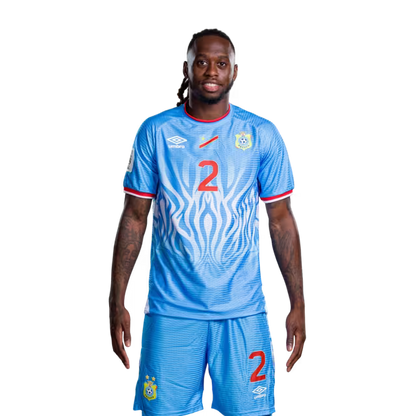 Congo DR National Football Team 2026 World Cup Jersey (Player Version/Match Version) — Defenders: No.2 Aaron WAN-BISSAKA, No. 3 Aaron WAN-BISSAKA, No. 4 Axel Tuanzebe / Défenseurs : n°2 Aaron WAN-BISSAKA ; 3 Aaron WAN-BISSAKA, n°1 ; 4Axel Tuanzebe