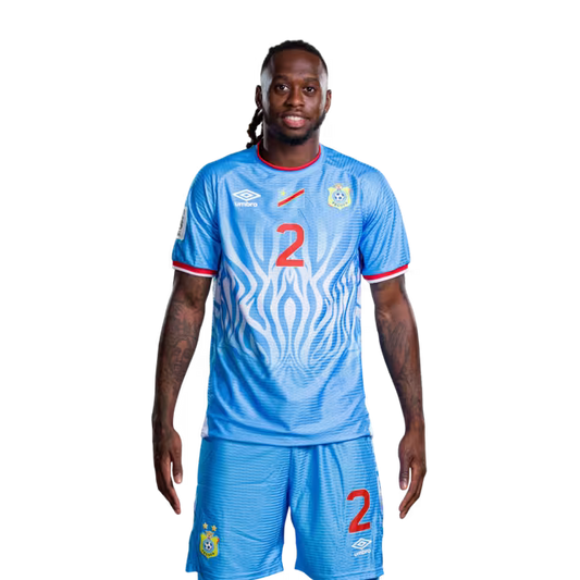 Congo DR National Football Team 2026 World Cup Jersey (Player Version/Match Version) — Defenders: No.2 Aaron WAN-BISSAKA, No. 3 Aaron WAN-BISSAKA, No. 4 Axel Tuanzebe / Défenseurs : n°2 Aaron WAN-BISSAKA ; 3 Aaron WAN-BISSAKA, n°1 ; 4Axel Tuanzebe