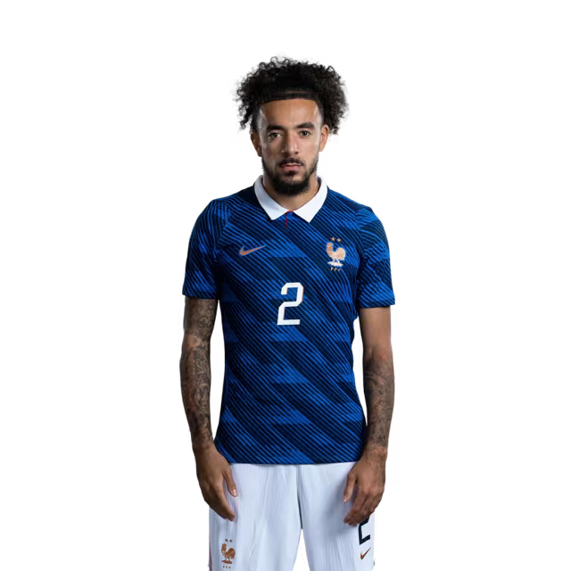 France National Football Team 2026 World Cup Jersey (Player Version/Match Version) — Defenders: No. 2 Malo Gusto, No. 3 Lucas Digne, No. 4 Dayot Upamecano / Défenseurs : n° 2 Malo Gusto, n° 3 Lucas Digne, n° 4 Dayot Upamecano