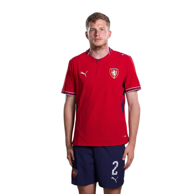 Czech Republic National Football Team 2026 World Cup Jersey (Player/Match Version) — Defenders: No. 2 David Zima, No. 3 Tomáš Holeš, No. 4 Robin Hranáč/ obránci: č. 2 David Zima, č. 3 Tomáš HOLES, č. 4 Robin HRANAC