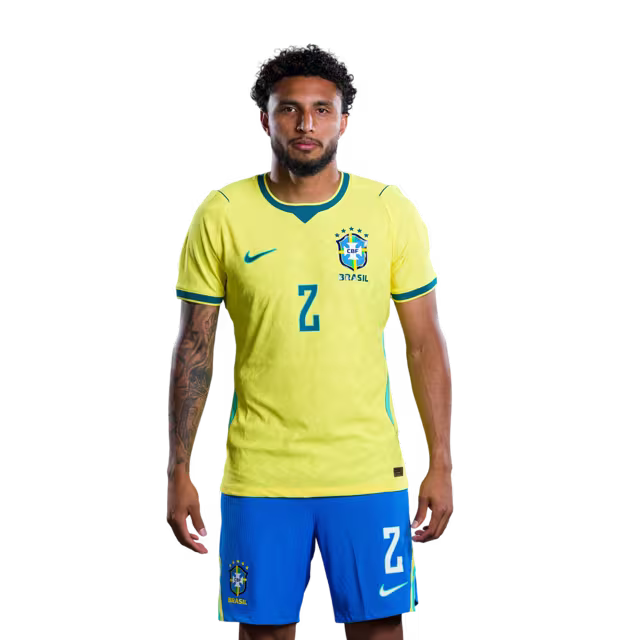 Brazil National Team 2026 World Cup Jersey (Player Version/Match Version) – Midfielders: No. 2 Ederson Silva, No. 5 Casemiro, No. 8 Bruno Guimarães/ Meio-campistas: Nº 2 EDERSON SILVA, Nº 5 CASEMIRO, Nº 8 BRUNO GUIMARÃES