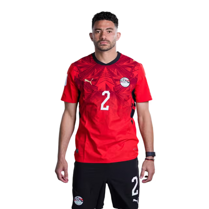 Egypt National Football Team 2026 World Cup Jersey (Player/Match Version) — Defenders: No. 2 Yasser Ibrahim, No. 3 Mohamed Hany, No. 4 Hossam Abdel-Maguid./ المدافعون: رقم 2 ياسر إبراهيم، رقم 3 محمد هاني، رقم 4 حسام عبد المجيد.