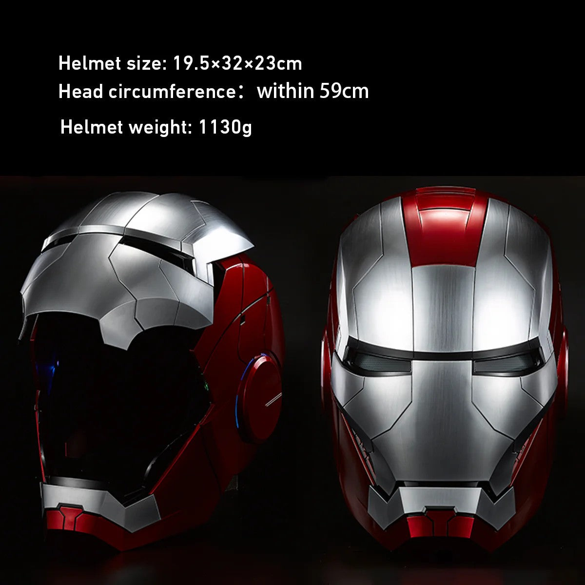Premium Iron Man MK5 Helmet: 1:1 Wearable Display with Hydro-Brushed Mask, Color-Shifting Lights & Quad-Control System