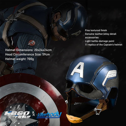 1:1 Wearable Captain America Helmet – True Movie Scale, Optimized for a Comfortable Fit