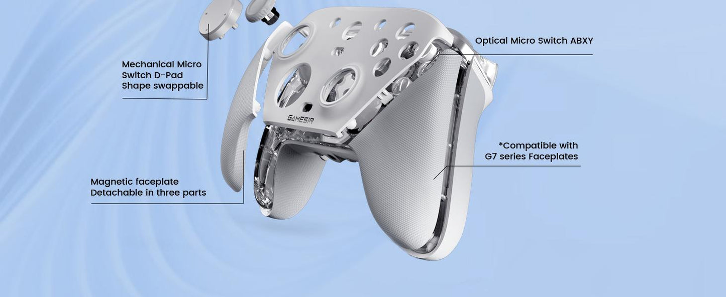 GameSir G7 Pro Controller for Xbox Series X|S, Xbox One & Windows 10/11, Plug and Play Gaming Gamepad with TMR sticks, Hall Effect & Clicky Trigger Stops - White