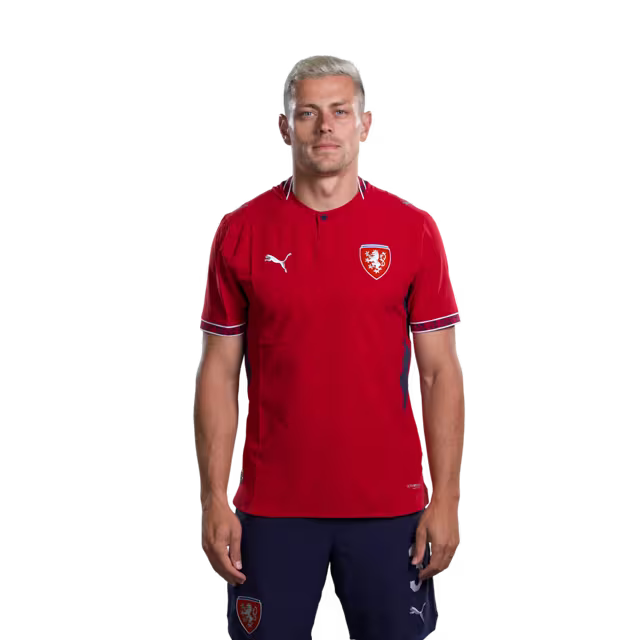 Czech Republic National Football Team 2026 World Cup Jersey (Player/Match Version) — Defenders: No. 2 David Zima, No. 3 Tomáš Holeš, No. 4 Robin Hranáč/ obránci: č. 2 David Zima, č. 3 Tomáš HOLES, č. 4 Robin HRANAC