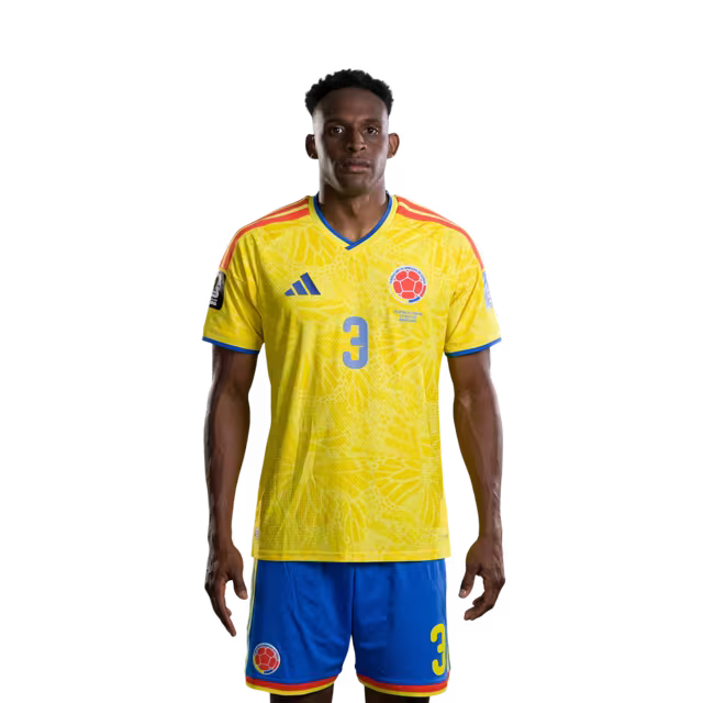 Colombia National Team 2026 World Cup Jersey (Player Version/Match Version) — Defenders: No. 2 Daniel Muñoz, No. 3 Jhon Lucumí, No. 4 Santiago Arias./Defensas: N.º 2 Daniel Muñoz, N.º 3 Jhon Lucumí, N.º 4 Santiago Arias.