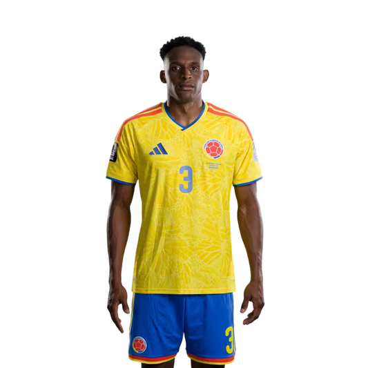 Colombia National Team 2026 World Cup Jersey (Player Version/Match Version) — Defenders: No. 2 Daniel Muñoz, No. 3 Jhon Lucumí, No. 4 Santiago Arias./Defensas: N.º 2 Daniel Muñoz, N.º 3 Jhon Lucumí, N.º 4 Santiago Arias.