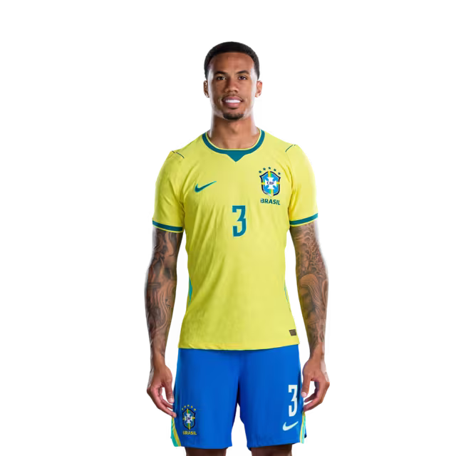 Brazil National Team 2026 World Cup Jersey (Player Version/Match Version) — Defenders: No. 3 Gabriel Magalhães, No. 4 Marquinhos, No. 6 Alex Sandro/ Defensores: Nº 3 GABRIEL MAGALHÃES, Nº 4 MARQUINHOS, Nº 6 ALEX SANDRO