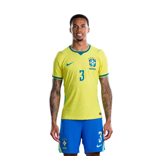 Brazil National Team 2026 World Cup Jersey (Player Version/Match Version) — Defenders: No. 3 Gabriel Magalhães, No. 4 Marquinhos, No. 6 Alex Sandro/ Defensores: Nº 3 GABRIEL MAGALHÃES, Nº 4 MARQUINHOS, Nº 6 ALEX SANDRO