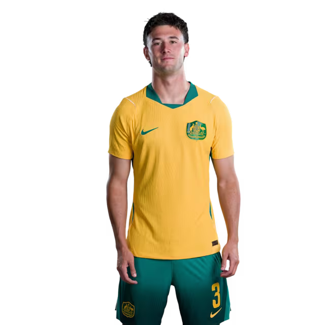 Australia National Soccer Team 2026 FIFA World Cup Jerseys (Player Version and Match Version) – Defenders: #2 Milos DEGENEK,#3 Alessandro CIRCATI, #4 Jacob ITALIANO