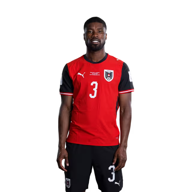 Austria National Team 2026 World Cup Jersey (Player Version/Match Issue) — Defenders: No. 2 David Affengruber, No. 3 Kevin Danso, No. 5 Stefan Posch / Abwehrspieler: Nr. 2 David Affengruber, Nr. 3 Kevin Danso, Nr. 5 Stefan Posch