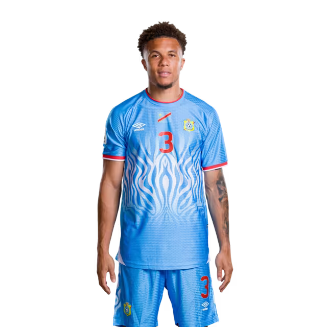 Congo DR National Football Team 2026 World Cup Jersey (Player Version/Match Version) — Defenders: No.2 Aaron WAN-BISSAKA, No. 3 Aaron WAN-BISSAKA, No. 4 Axel Tuanzebe / Défenseurs : n°2 Aaron WAN-BISSAKA ; 3 Aaron WAN-BISSAKA, n°1 ; 4Axel Tuanzebe