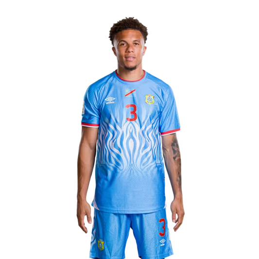 Congo DR National Football Team 2026 World Cup Jersey (Player Version/Match Version) — Defenders: No.2 Aaron WAN-BISSAKA, No. 3 Aaron WAN-BISSAKA, No. 4 Axel Tuanzebe / Défenseurs : n°2 Aaron WAN-BISSAKA ; 3 Aaron WAN-BISSAKA, n°1 ; 4Axel Tuanzebe