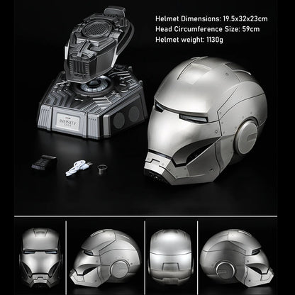 Official Iron Man MK2 Helmet: 1:1 Wearable Bluetooth Speaker with Ring Touch Control, Metallic Finish & Multi-Voice Command