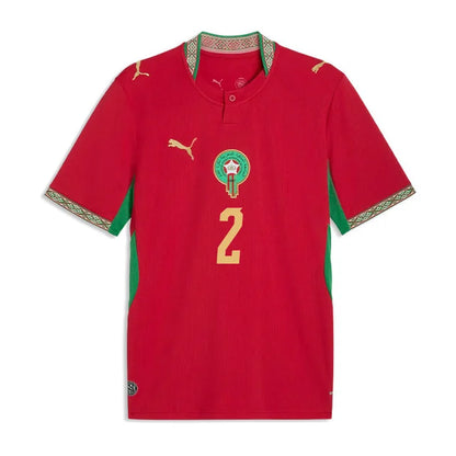 2026 World Cup Hakimi Morocco Soccer Jersey Player Version  Match Version - No.2 Home Red and Away White