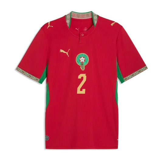 2026 World Cup Hakimi Morocco Soccer Jersey Player Version  Match Version - No.2 Home Red and Away White