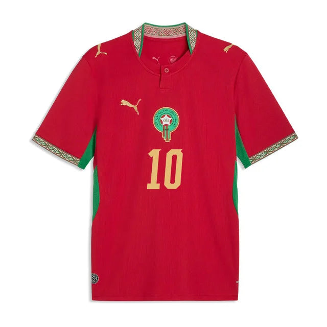 2026 World Cup Brahim Morocco Soccer Jersey Player Version  Match Version - No.10 Home Red and Away White