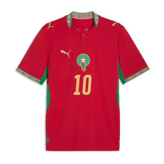 2026 World Cup Brahim Morocco Soccer Jersey Player Version  Match Version - No.10 Home Red and Away White