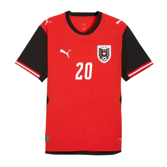 2026 World Cup Laimer Austria Soccer Jersey Player Version  Match Version - No. 20 Home Red and Away White