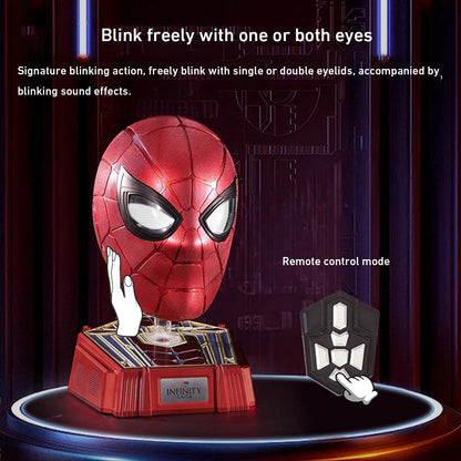 Hardcore Iron Spider-Man 1:1 Collectible Helmet with Built-in Bluetooth Speaker | Realistic Blinking Eyes & Touch/Remote Control
